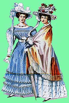 Немецкий и французский стиль,   1826г. Иллюстрированная энциклопедия. История костюма и моды. Джек Кэссин-Скотт. Источник иллюстрации - Concise History of Costume, Laver, 1826